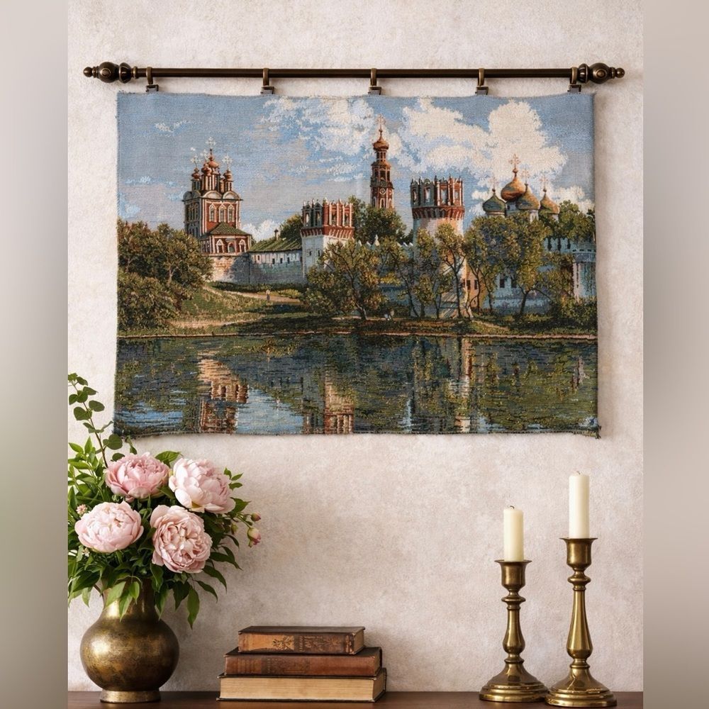 Novodevichy Convent Tapestry Wall Hanging Scenic Woven Textile Art Panel